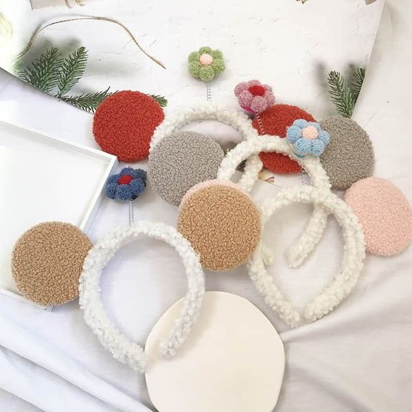 

korean-style birthday plush cartoon hair bands cute simple sunflower headband online celebrity face wash hair band women, Brown