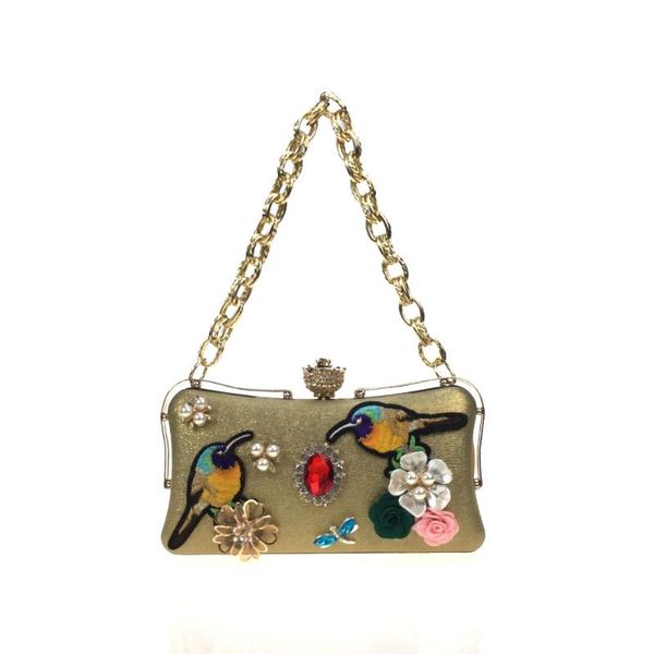 

women evening bag pu all seasons wedding event/party formal minaudiererhinestone satin flower pearl detailing metal chain floral