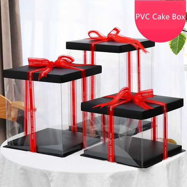 

2020 new transparent empty paper/pvc rectangle gift box for cake box packaging containers flower packing wedding/christmas favor