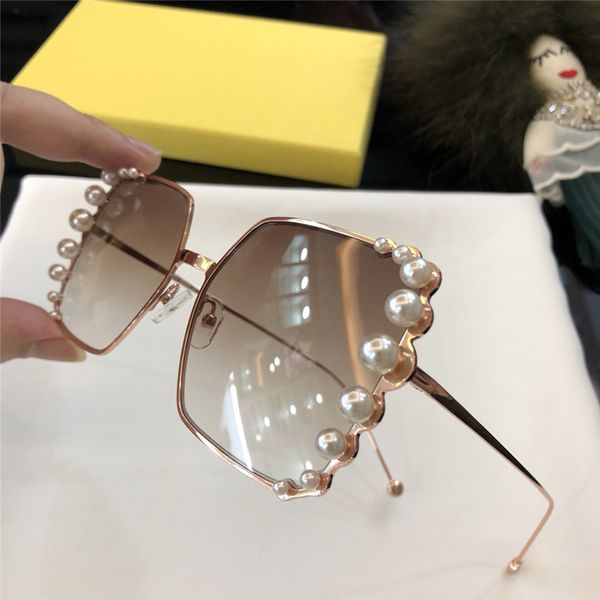 

0296 women popular fashion with pearl sunglasses uv protection lens eyewear with original box 0296s, White;black