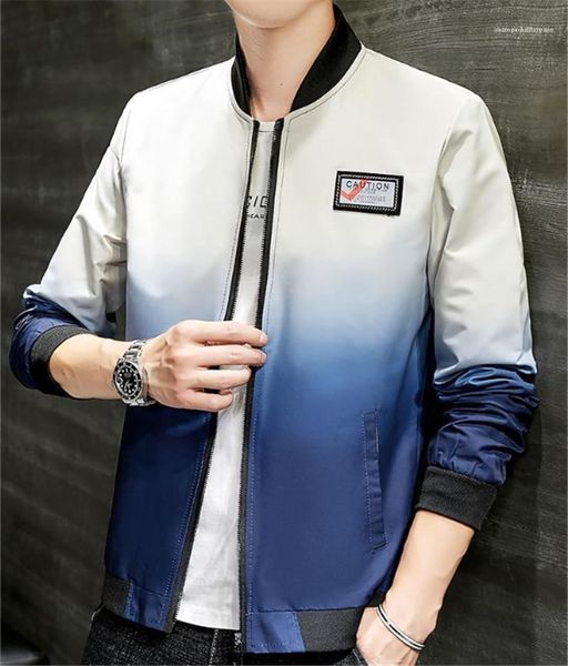 

fashion gradient crew neck casual male clothing mens zipper fly slim coats designer luxury mens jacket, Black;brown