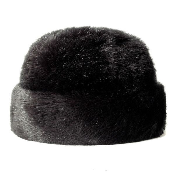 

men faux russian cossack hat ushanka winter warm black hat 904-a709