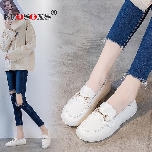 

fall 2020 new flat casual shoes leather single shoes loafers sneakers women white women oxford, Black