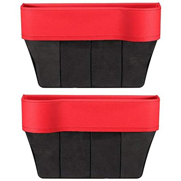 

2pcs car universal storage box front seat storage box seat car crevice finishing red