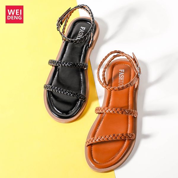 

weideng lace up soft bottom non slip gladiator beach shoes cool refreshing outdoor elegant women casual summer special classics, Black