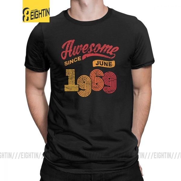

awesome since june 1969 shirt vintage 49th birthday man's t shirt simple style 100% cotton short sleeves t-shirts 6xl clothes