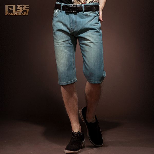 

fanzhuan new fashion men's male man casual straight summer wash shorts trousers jeans 2004 on promotion, Blue