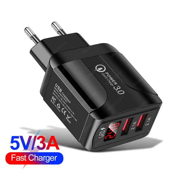 

led display usb charger quick charge 3.0 4.0 2 port 3.1a fast charging charger adapter for iphone samsung xiaomi phone tablet