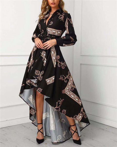 

суд стиль мода платья нерегулярных хем повседневной весна осень платье vintage printed дизайнер женщины платье ретро, Black;gray