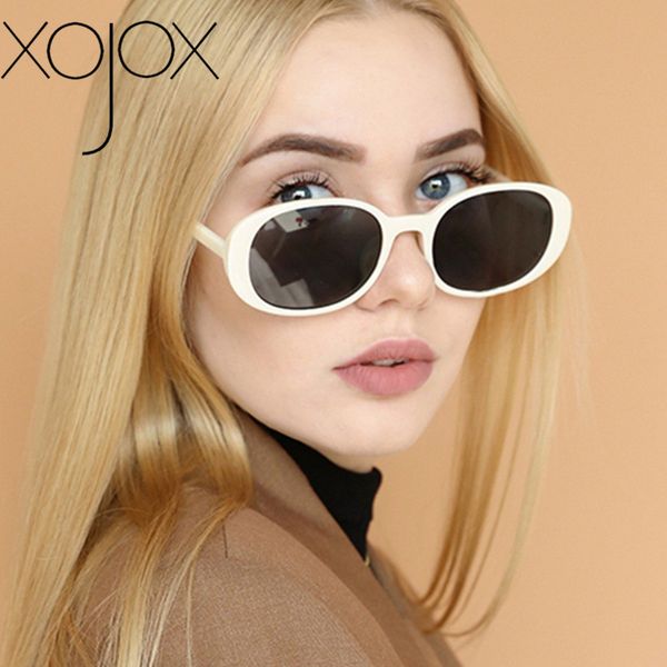 

xojox oval men sunglasses women outdoor street shooting eyewear metal hinge sun glasses trend personality shades, White;black