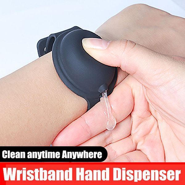 

reusable hand sanitizer hydroalcoholic gel dispenser bracelet disinfectant bracelet silicone adjustable dispenser bracelet wristband, Black