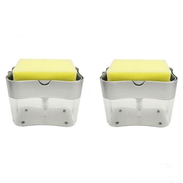 

2 pieces compact sink soap dispenser with sponge holder handy soap
