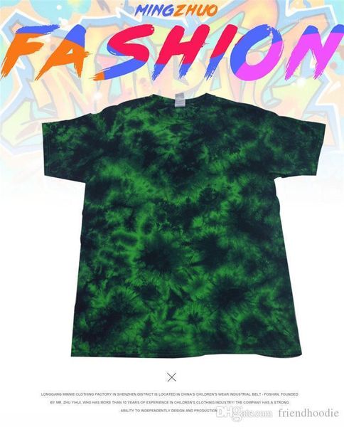 

wholesale tie dye green tshirts crew neck short sleeve mens tshirt loose relaxed womens clothing, White;black