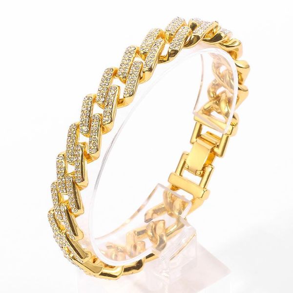 

gold silver color cubic zirconia bracelets hip hop cuban iced out pave setting rhinestone men bracelet gifts for dad/boyfriend, Black