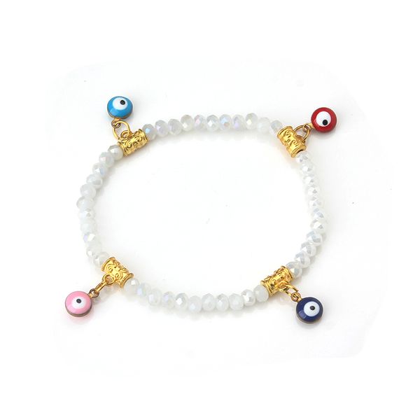 

evil eye new fashion colorful bead eye bracelet trendy material white fashion bracelet for woman man jewelry gift, Golden;silver