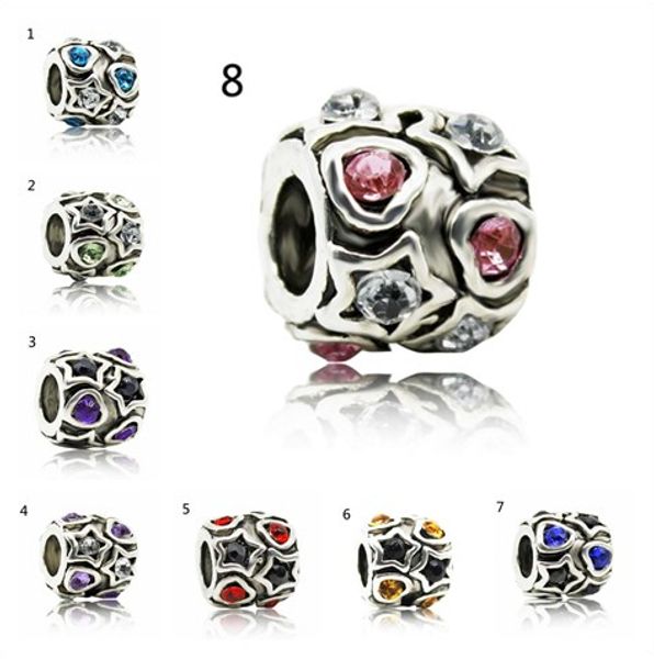 

2016mix 8 style big hole loose beads diamond bead fashion accessories charm for p diy jewelry bracelet for european bracelet&necklace, Black