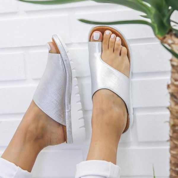 

women comfy plain shoes flat platform ladies romes casual flip flop big toe foot correction sandals orthopedic bunion corrector