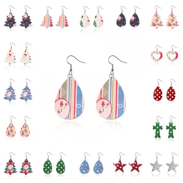 

kimter christmas faux leather earrings for women handmade lightweight teardrop drop dangle earring xmas gift dhl x599fz, Golden;silver