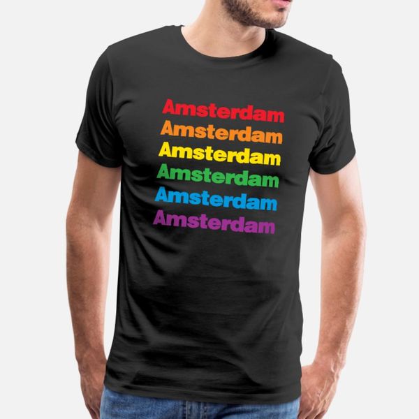 

amsterdam gay lesbian city home t shirt men knitted short sleeve round collar novelty fit funny casual spring autumn letter shirt