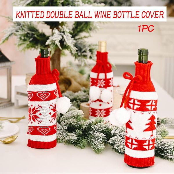 

christmas wine bottle cover xmas decorations dinner party table decors for home santa claus snowman gifts party supplies b25