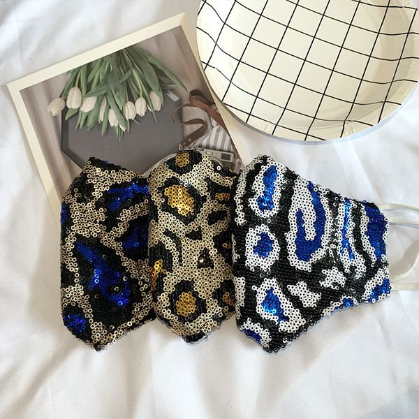 

sequined leopard print mask mesh mask breathable foldable mouth masks reusable reusable anti-dust protective masks