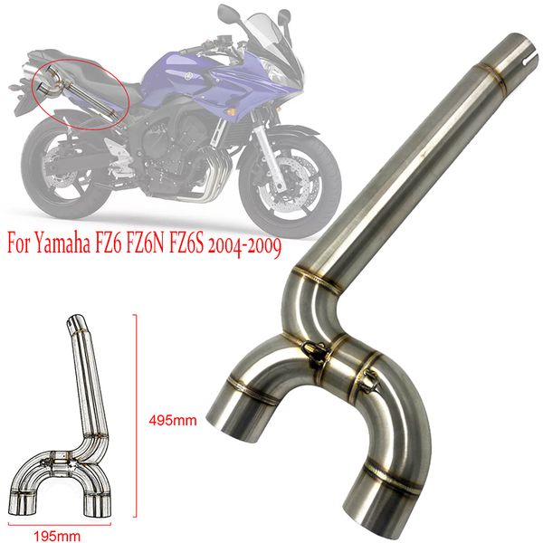 

fz-6n fz-6s fz6 motorcycle accessories full exhaust system middle pipe link connect for fz6s fz6n 2004 - 2007 2008 2009