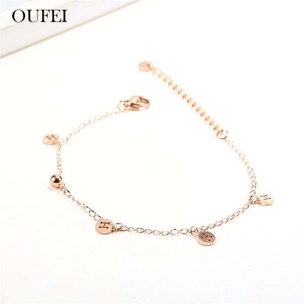 

oufei rose gold h womens bracelet chain link bracelet stainless steel jewelry fashion bracelets woman 2020 jewellery accessories, Black