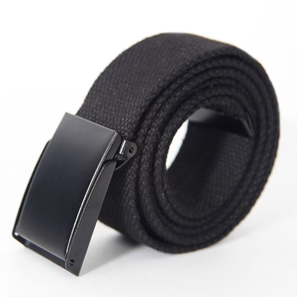 

new canvas belt trend fashion automatic buckle men belt solid color casual men and women, Black;brown