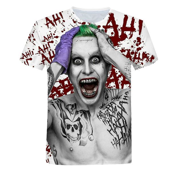 

the clown joker face male clown short sleeved 3d print shirts anime plus size kawaii men clothing