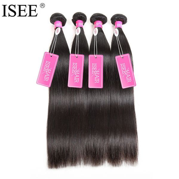 

bangs isee hair brazilian virgin straight human bundles 100% unprocessed 1 piece extension 10-36 inch can buy 4, Black