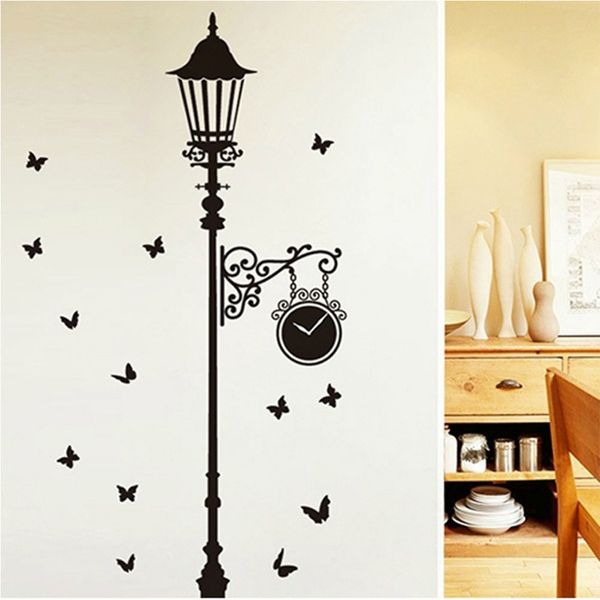 

cute streetlights fence black vinyl wall sticker removable