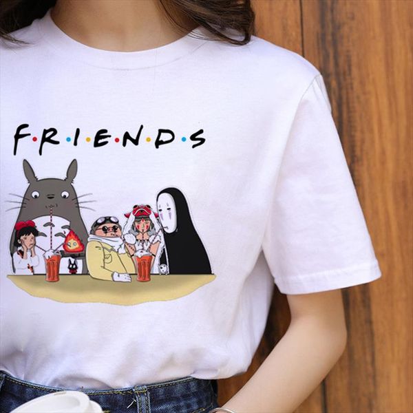 

женщины рубашка тоторо harajuku ullzang t shirt женщины ghibli kawaii футболка миядзаки хаяо забавный мультфильм тенниски 90с топ тройники ж, White