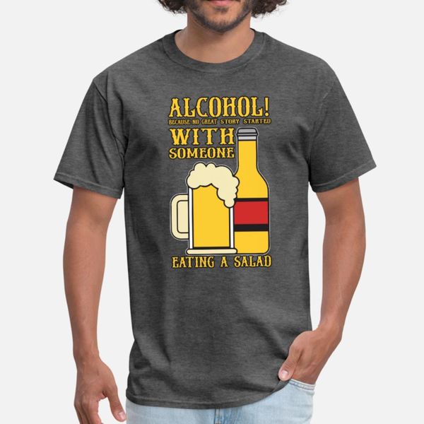 

alcohol beginning of a great story t shirt men custom short sleeve size s-3xl solid color fit funny summer natural shirt