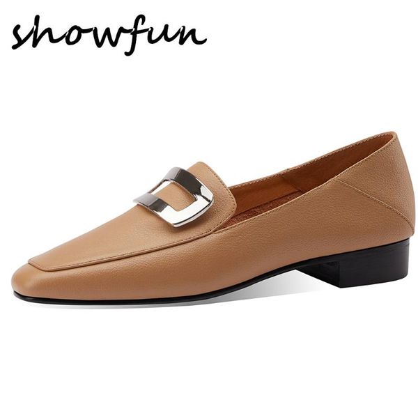 

женское натуральная кожа скольжение на квартиры отдыха мягкого удобных бездельников металл пряжки квадратный носок случайной женская обувь п, Black