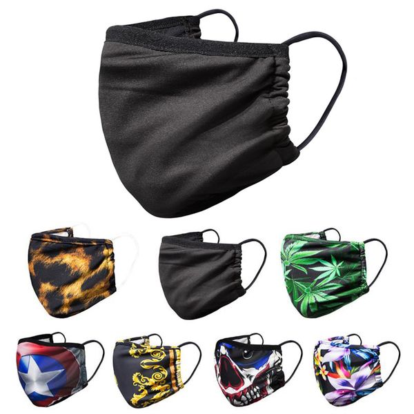 

high-end fashion designer halloween black mask animal pattern printing cotton mask breathable wash water adjustable face mask