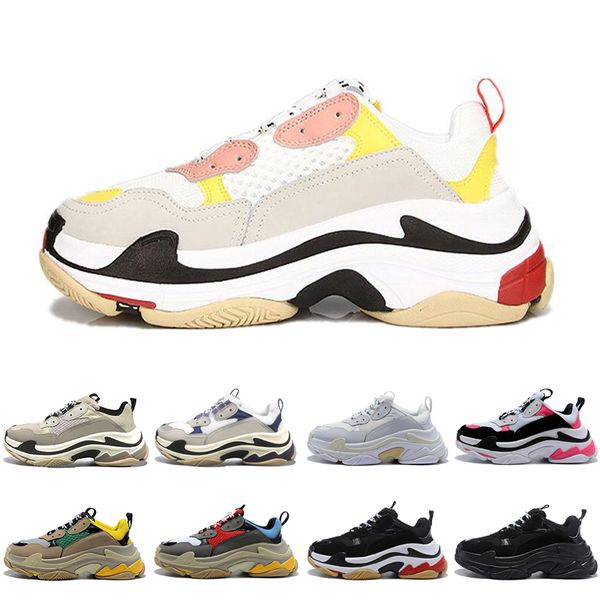 

мода тапки женщины vintage тройной s зеленый желтый белый классический повседневный папа обувь теннис повышение прохождение размера платформ, Black