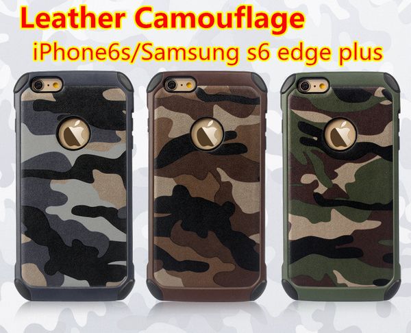 

s6 пограничный plus camo случаи 2 в 1 кожа tpu пк чехол для apple, 6s ​​plus iphone6 ​​samsung примечание4 note5 g530 комбинация гибридные с