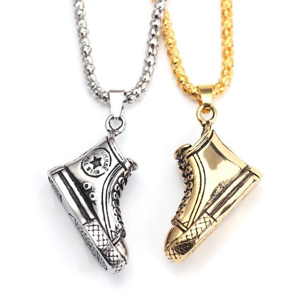 

basketball shoes pendant necklace fashion antique silver color handmade necklace hip hop jewelry for sports men dropshiping