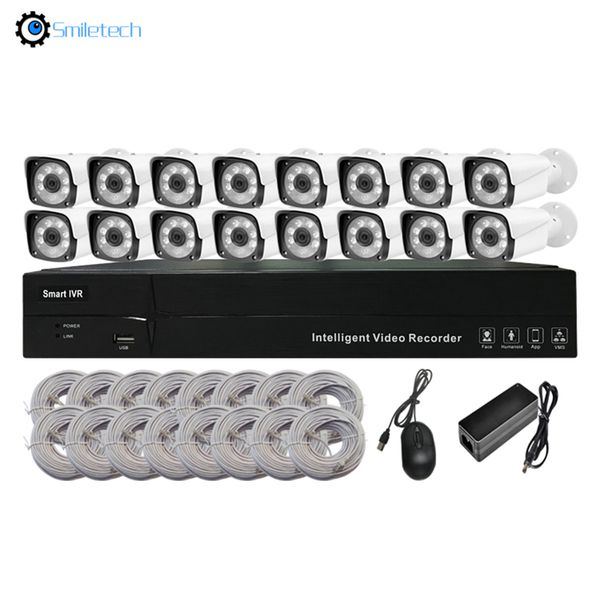 

systems 16ch 5mp resolution h.265 nvr poe camera kit waterproof ir smart analysis home video surveillance cameras system