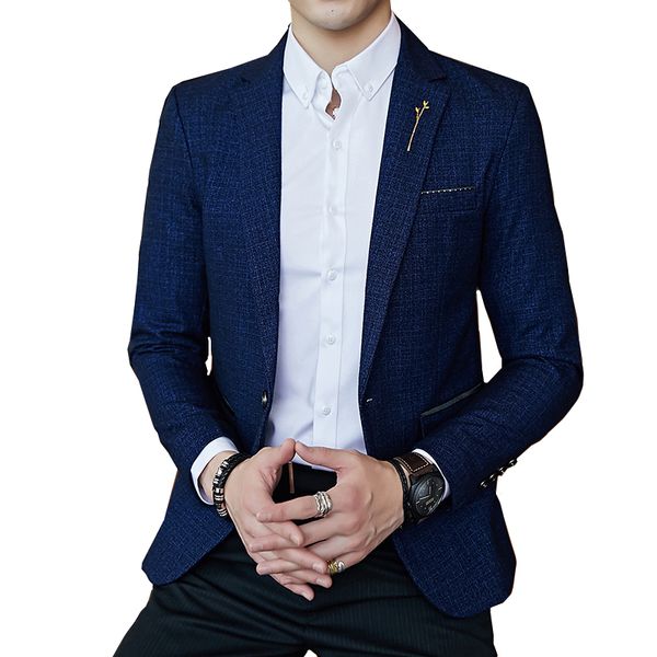 

fashion men blazer jacket asia size 4xl 5xl mens long sleeve leisure coats black navy blue wine red male business suit jackets, White;black