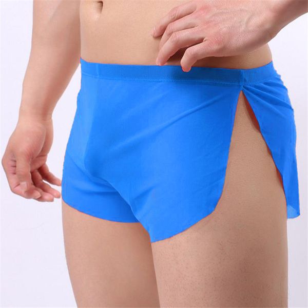 

underpants mens underwear boxer shorts summer men's boxers ice transparent low waist panties gay seamless silkly, Black;white