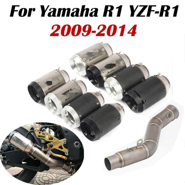 

modified motorcycle exhaust muffler tips pipe connect middle link tube slip on for yzf r1 yzf-r1 2009-2014