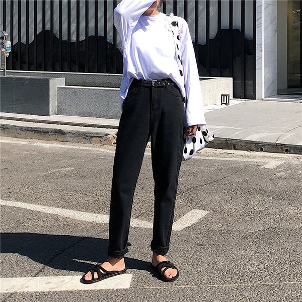 

s-xl 2 colors autumn harakuju high waist jeans lady casual straight denim jeans womens mom woman (z8386, Blue