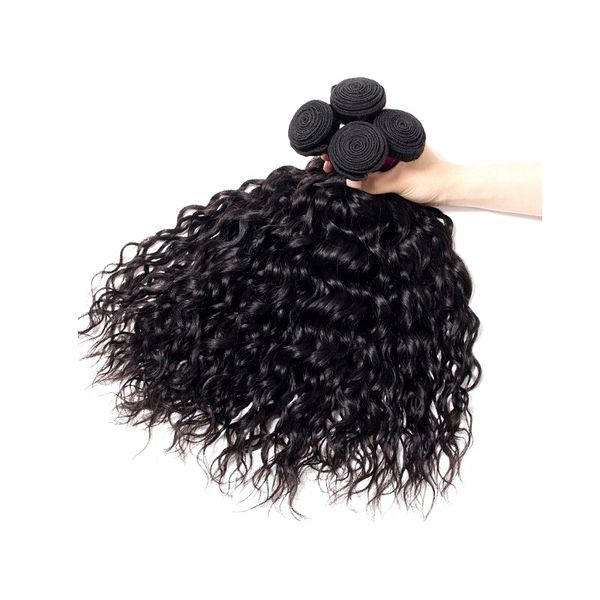 

бразильская природной завивка связки 4шт 400га лот на продаже 100% необработанного virgin remy человеческого волос natural color кутикула вы, Black