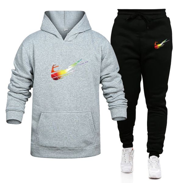 

мужские дизайнерские одежда street мужская спортивная мода 2020 спортивная одежда спортивная одежда set мужская с капюшоном + брюки вскользь, Black