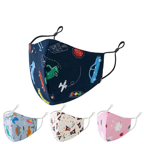

7 colors pure cotton kids face mask dust-proof anti smog breathable washable thin children's cartoon protective mask