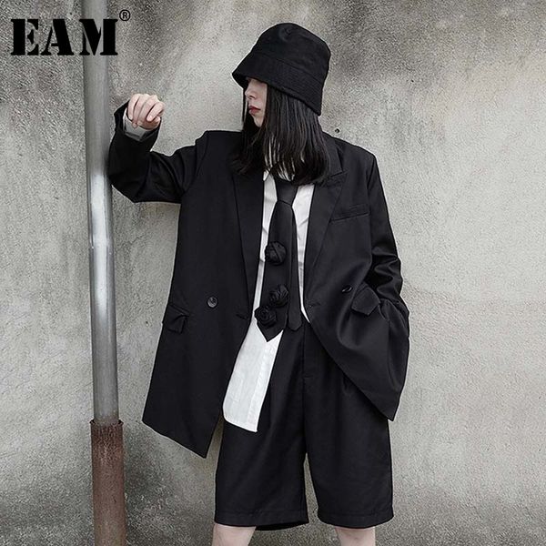 

eam] women new black flower stitch three-dimensional tie vintage all-match fashion tide spring autumn 2020 1w299, Blue;purple