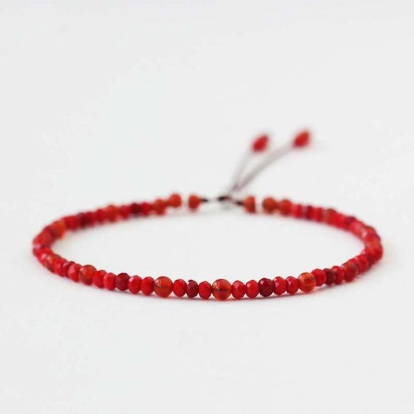 

fashion natural stone handmade strand bracelet 3mm red rope small beads thin bracelets for women reiki yoga jewelry, Golden;silver