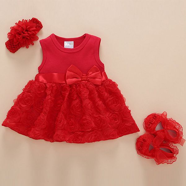 

girls sets summer children solid sleeveless rose princess skirt fluffy lace mesh hairband shoes kid suit fashion clothes 3pc, White