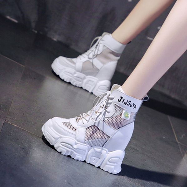 

2020 spring, summer and autumn thin sandals, casual all-match hollow mesh breathable thick-soled large size women's net boots, Black